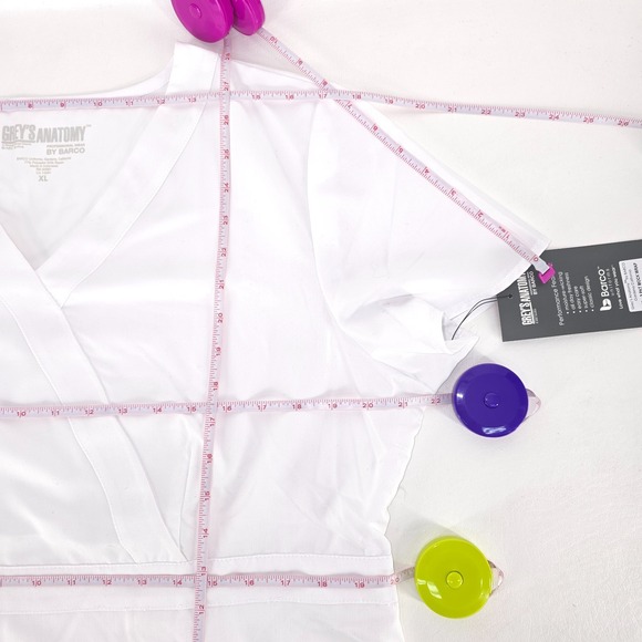 Greys Anatomy 3 Pocket Mock Wrap Scrub Top Womens XL Medical Nursing Technician - Picture 12 of 15